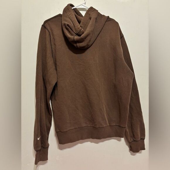 Vintage Nike The Athletic Department Embroidered Nike Spellout Brown Hoodie - Picture 3 of 7